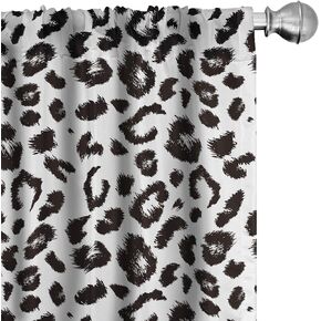 Ambesonne Leopard Window Curtains Pack of 2, Monochrome Background Print with a Repetitive Sketchy Style Spots, Lightweight Set with Rod Pocket, 4 Panels of - 28" x 84", Grey Charcoal