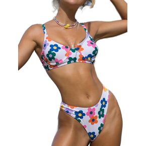 BIKINX Swimsuits for Women Sexy High Cut Floral Bikini Sets Underwire Push Up 2 Piece Bathing Suits