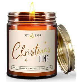 Balsam Candle, Christmas Candles Scented - 'Balsam + Cedar' Soy Candle, w/Balsam Fir, Cedar & Citrus - Infused with Essential Oils I Christmas Candle I Balsam Fir Candles I 9oz, 50Hr, Made in USA