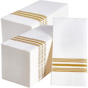 Vplus 300 Pack Guest Towels Disposable Bathroom, Decorative Bathroom Napkins Cloth Feel, Soft, and Absorbent Disposable Paper Hand Towel for Dinners, Kitchen, Parties, Weddings, Christmas Party