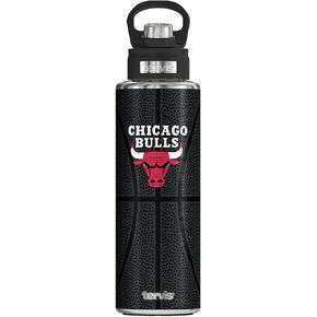 Tervis NBA Chicago Bulls Leather Triple Walled Insulated Tumbler, 24oz Wide Mouth Bottle, Stainless Steel