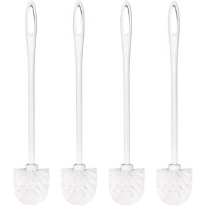 Toilet Brush White Soft Bristle Long Handle Toilet Brush and Holder Eco Plastic Toilet Bowl Brush Cleaner -14.17 inch Handle Length (4 Pack)
