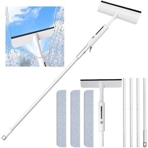 Squeegee for Window Cleaning with Spray,Window Washing Kit with Extension Pole,Double Sided and Long Handle Window Cleaner Tool for Car and Home with 3pcs 14'' Rags for High Window in Kuwait