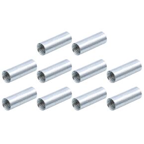 uxcell M8x1.25mm Round Coupling Nuts, 25 Pcs 304 Stainless Steel Connector Nuts Fasteners Rod Bar Stud 27.5mm for Industrial Construction Fasteners, Silver