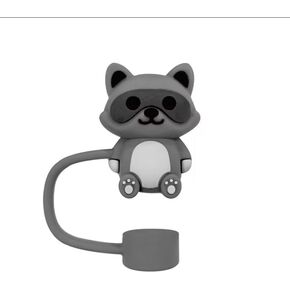 Raccoon Straw Cover for Stanley 40&30 Oz Cup, 10mm Silicone Straw Covers Cap for Stanley Cup Accessories, Cute Straw Topper for Tumblers, Straw Cap Stopper for Reusable Straws Tip Lids（DM532）