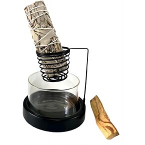 SWC20240616，Sage Smudge&Palo Santo Kit，general Holder Incense Holder for Burning Sage and Palo Santo，Healing Incense for Cleansing, Clear