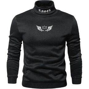SHENHE Men's Graphic Letter Print Mock Neck Long Sleeve Casual Pullover Sweatshirt Top