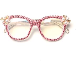 ICARA Oversized Christmas Bling Rhinestone Reading Glasses for Women Christmas Party Ladies Readers