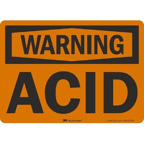 SmartSign 5 x 7 inch “Warning - Acid" OSHA Label, 5.5 mil Laminated Vinyl, 3M Engineer Grade Reflective Material, Orange and Black