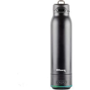 Ultimaxx Vacuum Insulated Premium Water Bottle with Rechargeable Bluetooth Speaker - Steel Double Wall Design + Lights, Convenient drinking spout, Lid Lock, and Carry Handle (700ml/23.6 oz) (Pink)