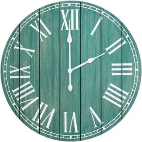 Elegant Designs HG2003-DAW Wood Plank 23" Large Coastal Rustic Wall Clock, Dark Aqua Wash