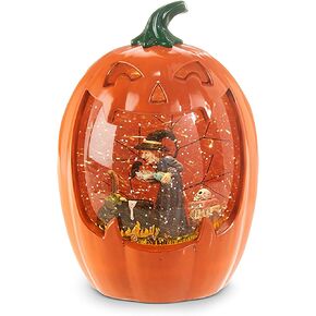 RAZ Imports Brewing Witch Lighted Water Pumpkin Figurine, 8.5-inch Height, Plastic and Resin, Halloween, Home Décor