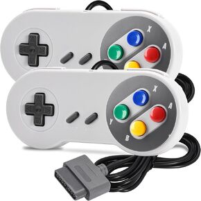 2.4 GHz Wireless SNES Switch Online Controller, SNES & USB Receiver, Compatible with Switch/Switch OLED, PC, Mac OS, Android, Steam, Raspberry Pi, SNES (Rechargeable)(Plug and Play)(2 Pack Multicolor)