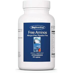 Allergy Research Group Free Aminos Supplement - Free Form Amino Acids, Essential Amino Acids Complex, Lean Muscle Mass Support, Allergen-Free, Digestion-Free, Vegetarian Capsules - 100 Count