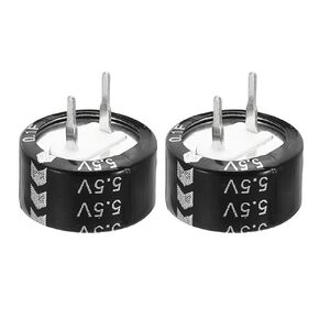 PATIKIL 2 Pcs 5.5V Super Capacitors, 0.47F C-Shaped Button Capacitor High Energy Low Resistance High Consistency for AC Motor Power Display Screen, Black