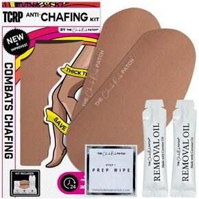 Anti Thigh Chafing Prevention Kit, Includes 1 Pair of Inner Thigh Chafing Pad Ivory, 2 Removal Oil & Prep Wipe by The Chub Rub Patch