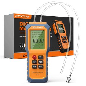 مقياس ضغط محمول بإضاءة خلفية، جهاز قياس ضغط الغاز الرقمي ثنائي المنفذ HVAC، شاشة LCD وقياس درجة الحرارة الداخلية، 12 وحدة، للكشف عن تهوية خطوط أنابيب الغاز الطبيعي