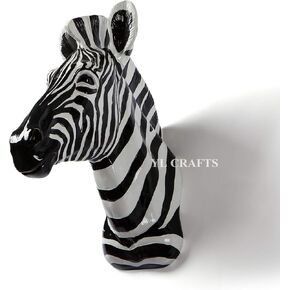 Yun and Lin Crafts Resin Zebra Head Sculpture Animal Pinto Wall Art for Home Decor (Black and White),17inch x15inch x7inch
