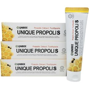 UNIBEE Propolis Toothpaste - Water Soluble Bee Propolis, Sensitive Teeth, Fluoride Free, 120g (Pack of 3)
