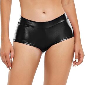Women's High Waisted Metallic Booty Shorts Rave Bottoms for Dancing Hot Pants Clubwear