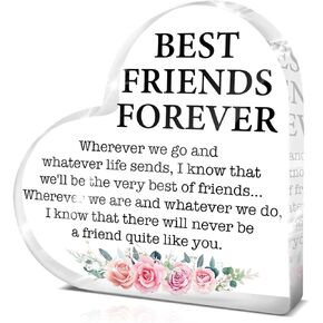 Friend Appreciation Gifts for Women, Thank You Gift for Friends Bestie Soul Sister, Friend Birthday Christmas Graduation Gifts, Best Friends Forever Acrylic Heart Sign Keepsake