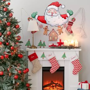 Christmas Wall Stickers Decoration Set Plaid Xmas Tree Wall Murals Floor Décor Living Room Children Nursery School Restaurant Cafe Hotel Home Office Décor Christmas 3