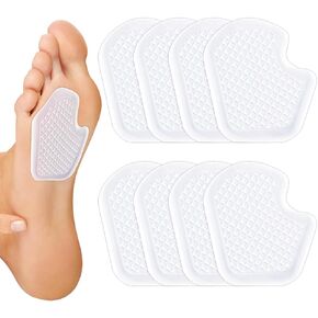 4 Pairs Gel Insert Pads Ball of Foot, Cushion Protect and Relieve Metatarsal Pain, Adhesive Pads Forefoot and Sole Support for Men and Women