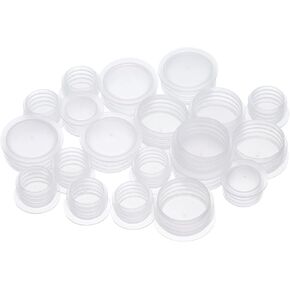 uxcell 1Set 2Size 1/2in 4/5in Salt Shaker Stoppers, Plastic Salt Shaker Plug Stopper Clear Replacement Plug Bottle Caps Reusable Clear Round Plastic End Cap for Bottles Pipes