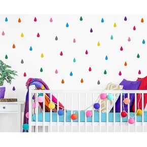 210pcs Multicolor Raindrops Wall Stickers for Kids Room,Peel and Stick Waterproof Vinyl Home Decor Murals Decals JD002 (Raindrops)