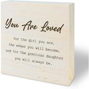 Girl Room Wooden Sign,You Are Loved, Nursery Decoration, Gifts For Daughter And Besties, Meaningful Gifts, Women Office Home Decorations And Accessories(5x5 In)-A14