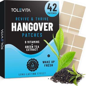 After-Party Hangover Patches | Pre-Drinking Hangover Patch for a Better Morning | Vitamin-Infused Recovery Support, Natural Energy Boost & Hydration Patches - 42 Pcs