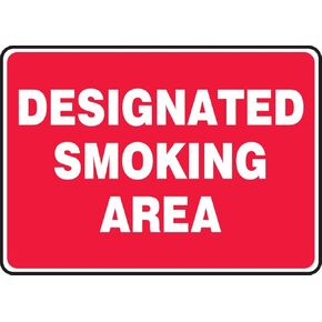 Accuform MSMK404VA Aluminum Safety Sign, Legend "Designated Smoking Area", 7" Length x 10" Width, White on Red