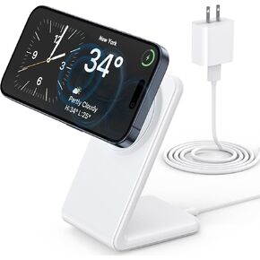 Magnetic Wireless Charger for iPhone Charger, 15W Fast Mag-Safe Charger Stand Wireless Charging Station Pad Compatible with Apple iPhone 15 14 13 12 Pro Max Mini Plus AirPods Pro 3 2, 20W AC Adapter