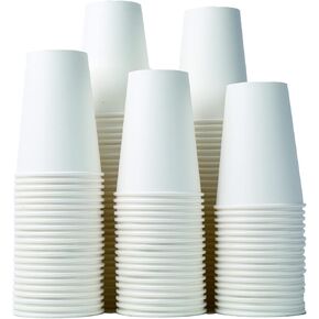 8 oz Paper Cups, 300 Pack - Durable, Leak-Proof, Safe for Hot or Cold Beverages, Compostable, White