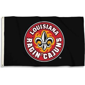 NCAA Louisiana Lafayette Ragin' Cajuns Flag with Grommets, 3' x 5', Black