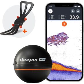 Deeper PRO Smart Sonar Fish Finder Bundle – Castable Wi-Fi Fish Finder with Smartphone Mount for Fishing Rod | Portable Depth Finder for Bank, Boat, Kayak, Ice Fishing | GPS Mapping & App Compatible