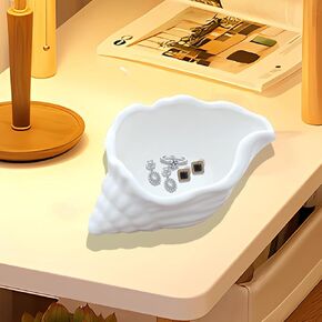 Ceramic Conch Jewelry Tray, Shell Trinket Dish, Jewelry Dish, Earring Ring Dish Holder Ocean Coastal Decor Jewelry Plate Tray Key Bowl for Jewelry Birthday Gift Home Room Beachy Decor (Blue)
