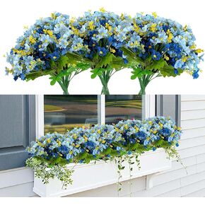 10 Bundles Fall Autumn Artificial Fake Flowers for Outdoor,No Fade Fake Plastic Flowers Faux Plants for Decoration Indoor Outside Garden Porch (Orange)