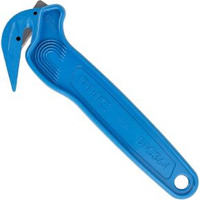 Pacific Handy Cutter Metal Detectable Disposable Film Cutter | Safety Box Cutter & Tape Splitter | Sharp & Durable Steel Blade | Perfect for Cryovac, Plastic Bags, & Shrink Wrap | Blue