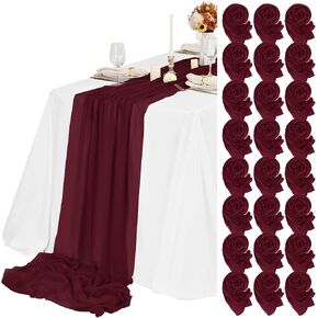 24 Packs Sage Green Cheesecloth Table Runner,10ft Rustic Gauze Boho Wedding Table Runner Decoration, Wedding Table Decor Sheer Table Runner for Wedding Party Bridal Shower Table