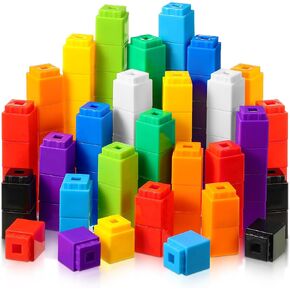 100 Pcs Linking Cubes Plastic Counting Cube Colorful Counting Block Snap Math Cube Math Manipulative for Homeschool Preschool Classroom teacher Supplies Stem Activities(Rainbow,Cute) in Saudi Arabia