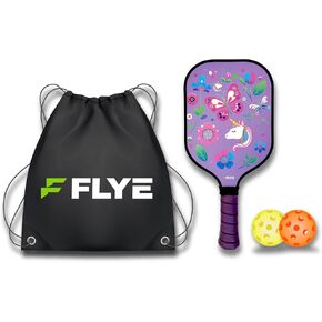 FLYE Kids Carbon Fiber Pickleball Paddle - Paddle Set with of Bag and Ball - Dinosaur Paddle - Mini Pickleball Training Paddle - Youth Paddles in Saudi Arabia