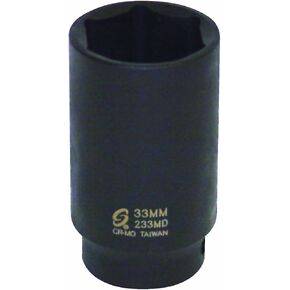 Sunex Tools 233MD 1/2-Inch Drive 33mm Deep Impact Socket, Forged from Chrome Molybdenum Alloy Steel