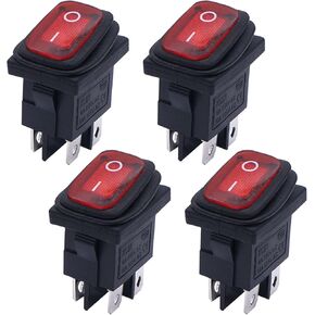 Weideer 4 قطعة مقاوم للماء مفتاح الروك الصغير تشغيل/إيقاف 12 فولت الأحمر LED 4Pin 2 موقف DPST التيار المتناوب 6A 250 فولت 10A 125 فولت قارب التبديل KCD1-4-201NW-R in Kuwait