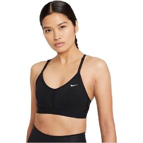 Nike Women's Dri-FIT Indy Logo Cutout Sports Bra (as1, Alpha, l, Regular, Regular) Blue