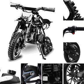 دراجة ترابية صغيرة 50CC ثنائية الأشواط FRP DB001 للأطفال، تصل سرعتها إلى 20 ميلاً في الساعة، معتمدة من وكالة حماية البيئة (EPA) مع تعليق خلفي، مفتاح قتل، فرامل قرصية، أقصى حمولة 160 رطل (أزرق) in Kuwait