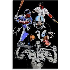 SERECPIA Sports Star Poster Bo Jackson Art Classic Aesthetic Poster Canvas Art Poster And Wall Art Picture Print Modern Family Bedroom Decor Office Posters. Unframe-style, 12x18inch(30x45cm)