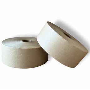3'' x 450 Feet Reinforced Water Activated Gummed Kraft Paper Tape, for Heavy Duty Secure Packing Shipping, Tamper Evident Gummed Tape, Brown - 2 Rolls