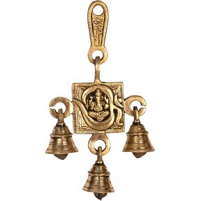 Brass Wall Door Hanging Spiritual Religious Sculpture Indian Antique Décor Showpiece Auspicious Symbol for Home Entrance Temple Puja Decoration Festivals Diwali and Gifting (Shubh Labh)