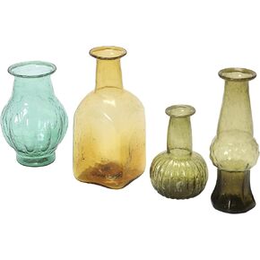 Creative Co-Op Hand Blown Glass, Multicolor, Set of 4 Styles Vases, 2" L x 2" W x 6" H